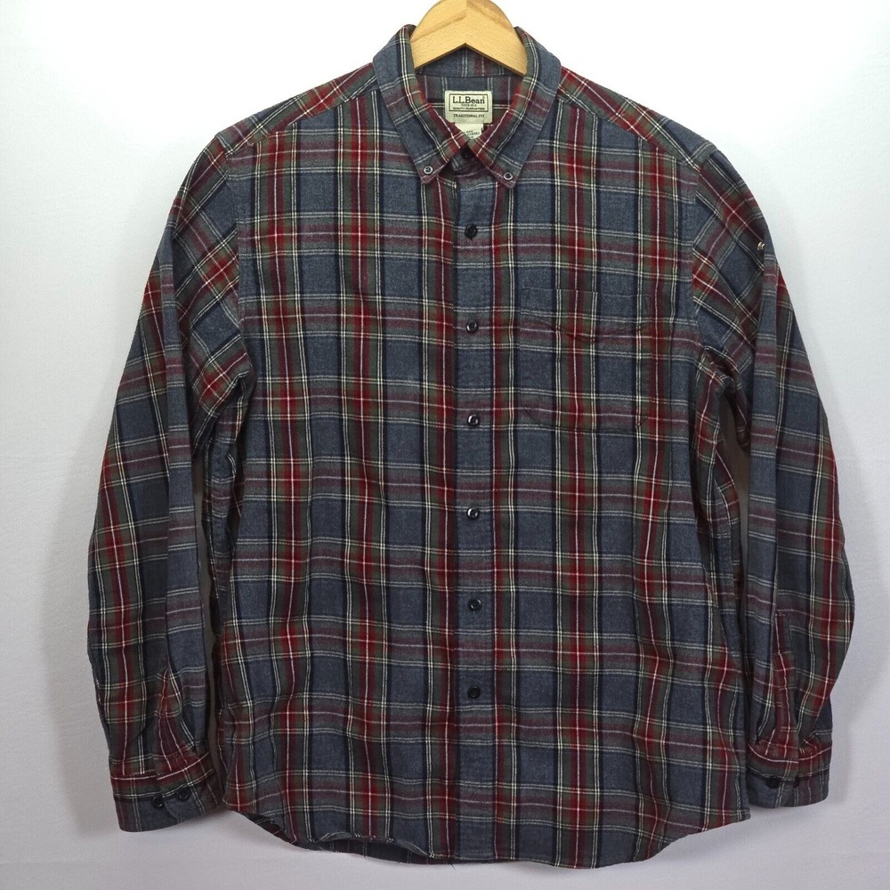 L.L. Bean Flannel Shirt Mens Medium Scotch Plaid Traditional Fit Gorpcore 228061